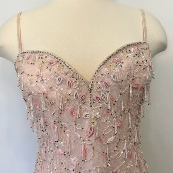 Escada Silk Fully Beaded Light Pink Slip Dress Size 38 / US 8 - Picture 3 of 12